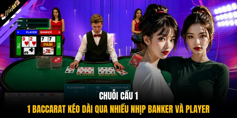 Chuỗi cầu 1-1 baccarat kéo dài qua nhiều nhịp Banker và Player